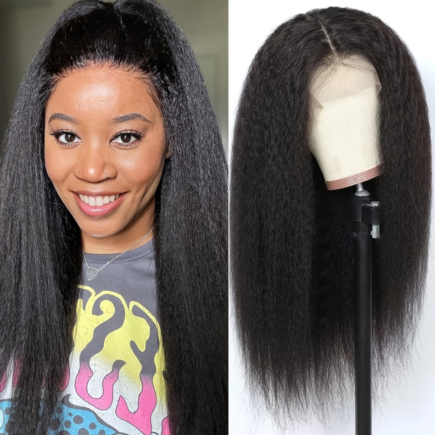 180% Brazilian Long Length Straight Human Hair Front Lace - Temu