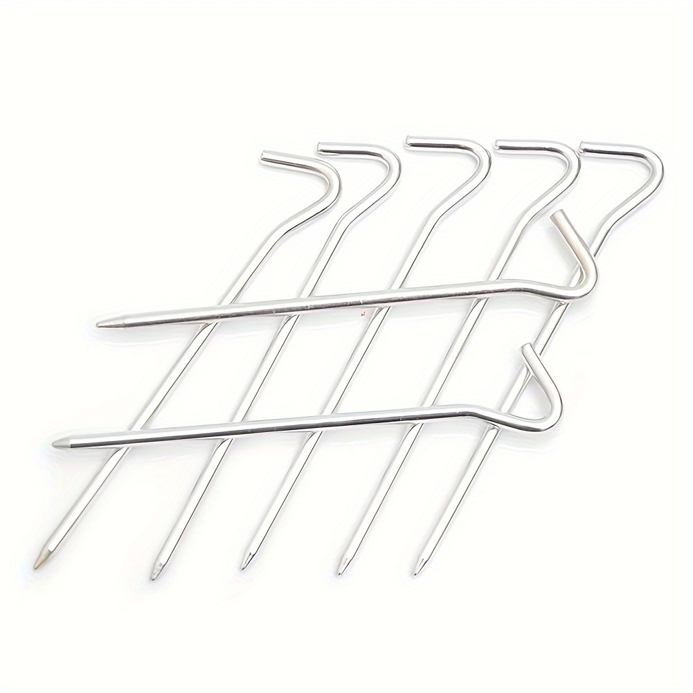 10pcs Aluminum Tent Pegs w/ 2m Rope, Storage Bag - Camp Garden Stake