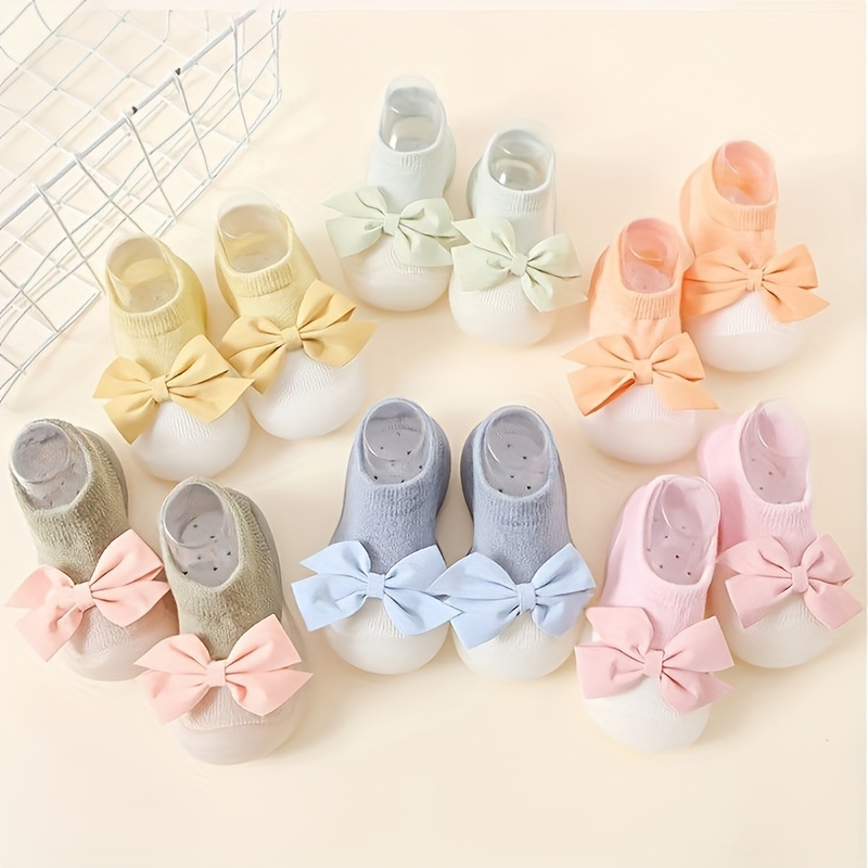 

Cute Bowknot Comfortable Slip On Sock Shoes For Baby Girls, Breathable Non Slip Walking Shoes For Indoor Outdoor, Spring And Autumn