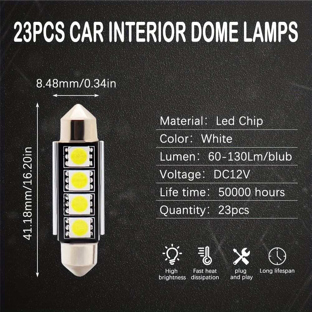 23pcs LED Ampoule 6000K Blanc T10 5050 1206 192 168 W5W Canbus LED Ampoules  Voiture Camion Intérieur Dôme Carte Lecture Lumières LED Remplacement
