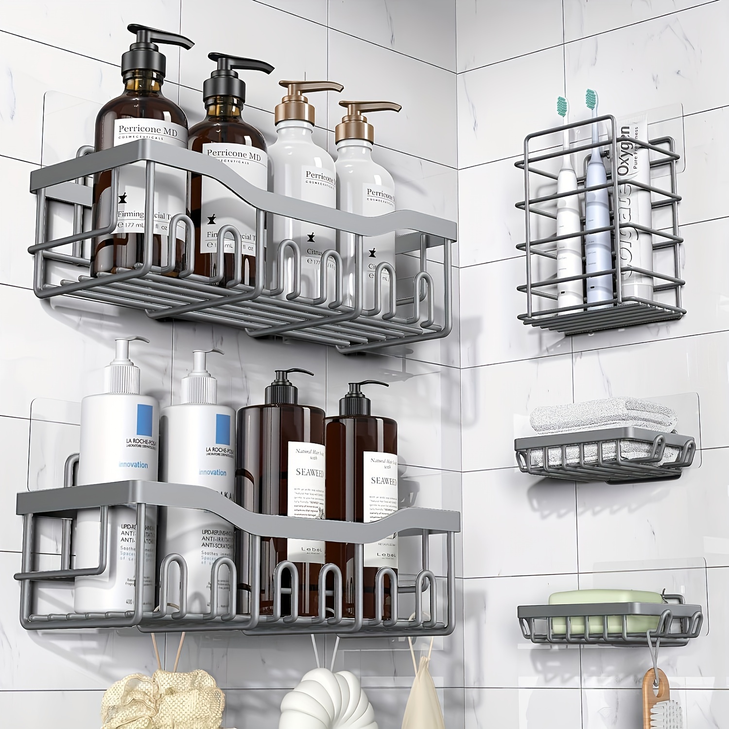 Shower Organizer [5-Pack] Shower Shelves for Inside Shower