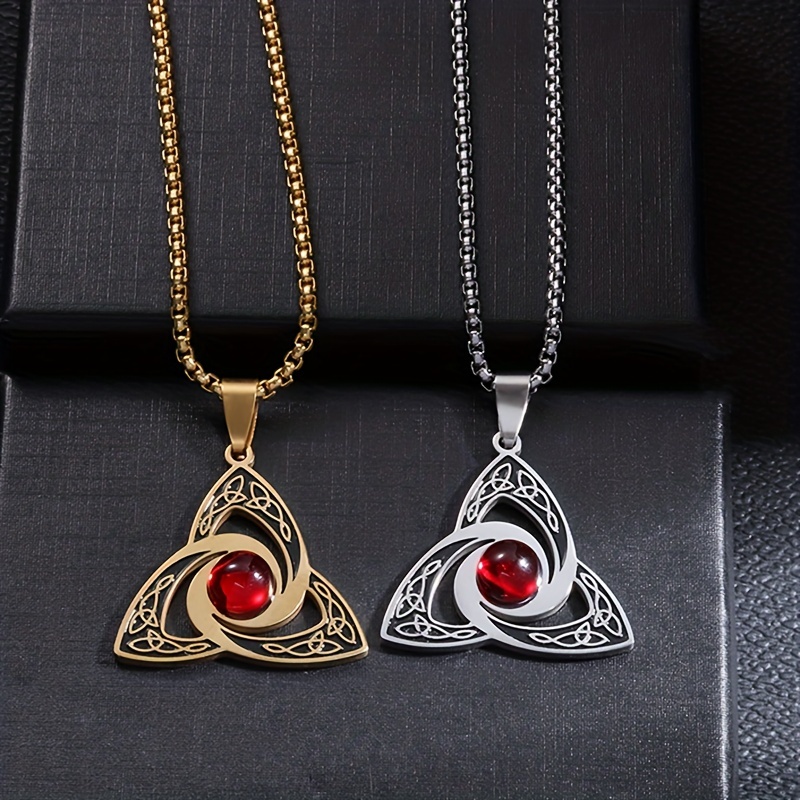 Stainless Steel Celtic Knot Necklace with Gemstone