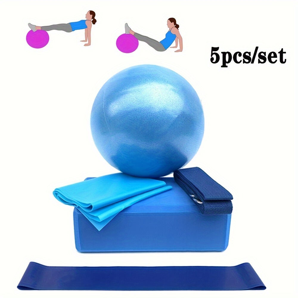 5pcs/Set Yoga Pilates Equipment, Including Yoga Ball, Yoga Block, 3pcs  Tension Belt, Fitness Training Equipment