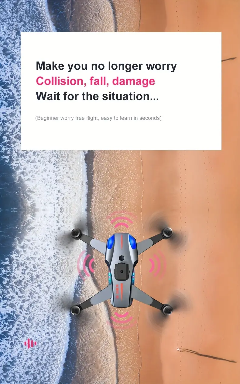 new k911se foldable 5g brushless rc drone quadcopter with triple hd cameras gps optical flow dual positioning intelligent hover obstacle avoidance wifi fpv app control ideal for halloween christmas and thanksgiving gifts toys details 3