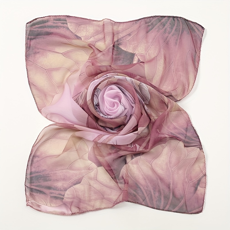 Lotus Pattern Chiffon Scarf Lightweight Soft Shawl Sunscreen Beach Yarn Towel