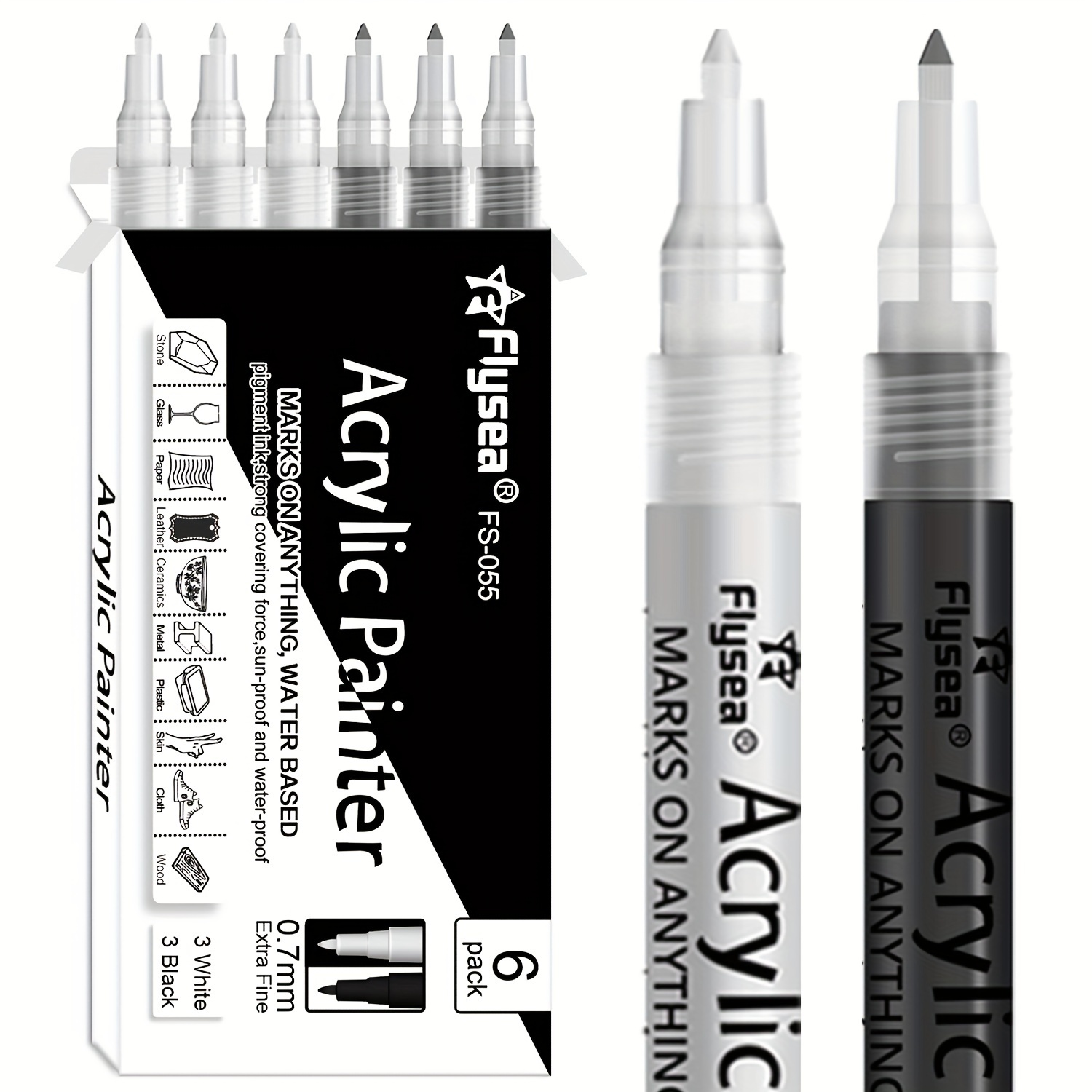 Black Paint Marker 8-pack Extra Fine Tip 0.7mm Made in Japan Uses: Rock  Paint, Wood Paint, Tire Paint, Fabric Paint, Leather Paint, Etc. 