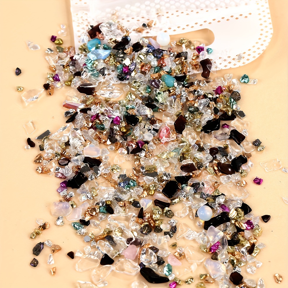 Irregular Crushed Glass Chips For Nail Decor Colorful - Temu