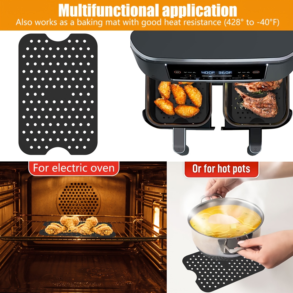 Silicone Air Fryer Liners For Ninja Foodi Air Fryer Af300uk, Af400uk, Ninja  Foodi Dual Zone Air Fryer Accessories, Reusable Silicone Dual Basket Air  Fryer Liner 7.6l- - Temu