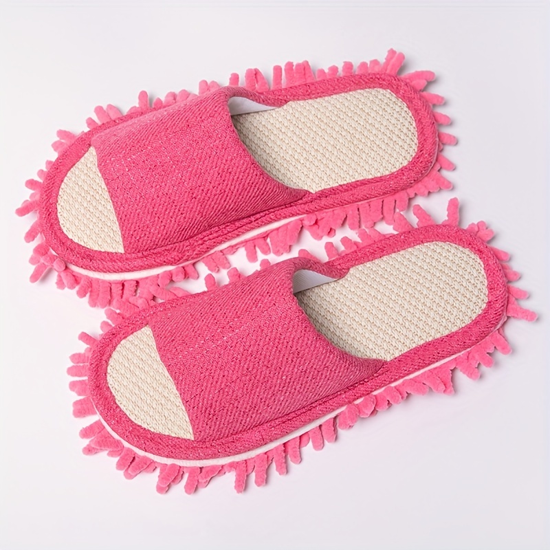 Flower Pattern Mop Slippers, Casual Slip On Linen Sole Shoes, Comfortable  Indoor Bedroom Slippers