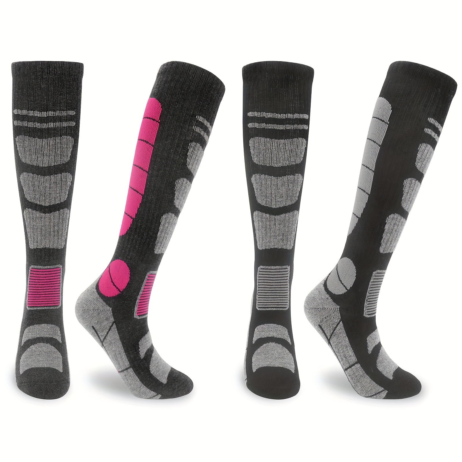 4 pares de calcetines altos hasta el muslo para mujer, calcetines de punto  trenzado sobre la rodilla, calcetines de pierna larga cálidos para botas de