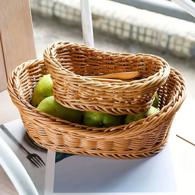 Cesta tejida de mimbre para frutas y verduras, cesta de mimbre para frutas,  cesta de picnic, cesta de frutas, verduras, cesta de mimbre, cesta de