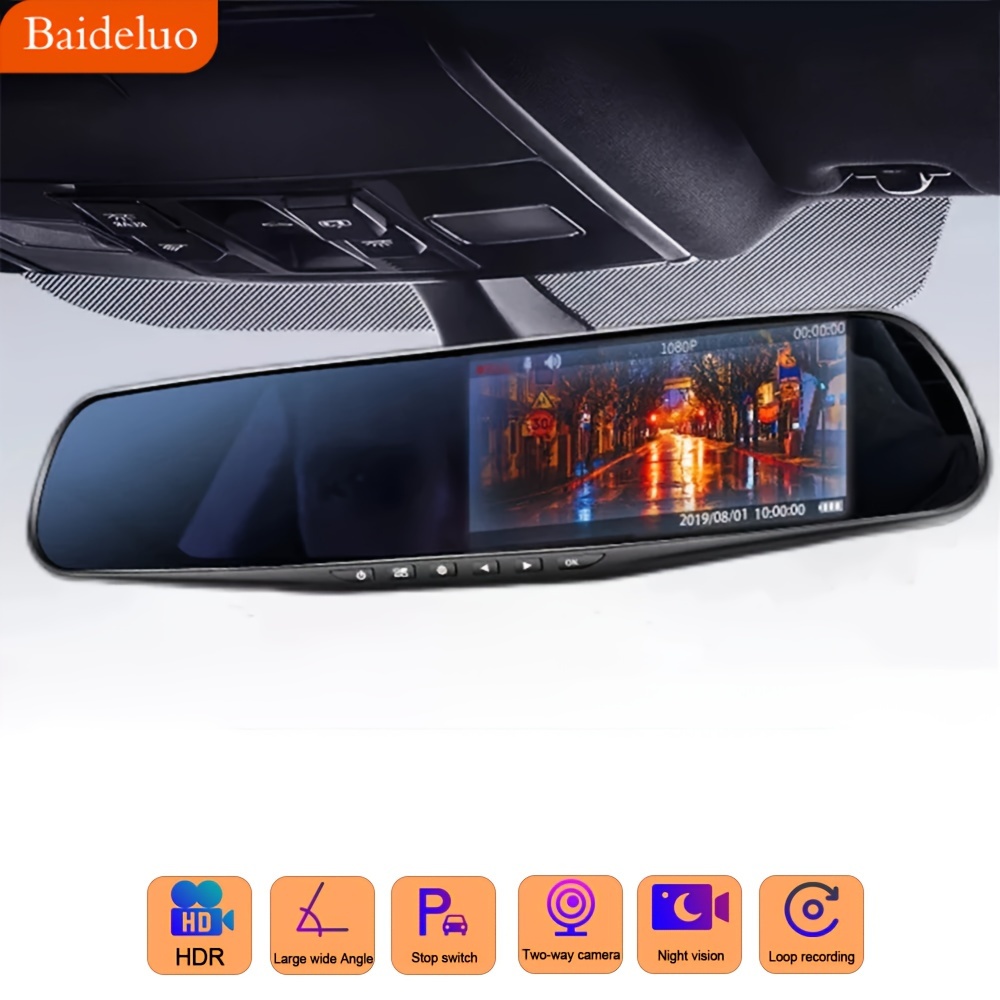 4.3 1080P HD Dual Lens Car DVR Dash Cam Front Rear Mirror G