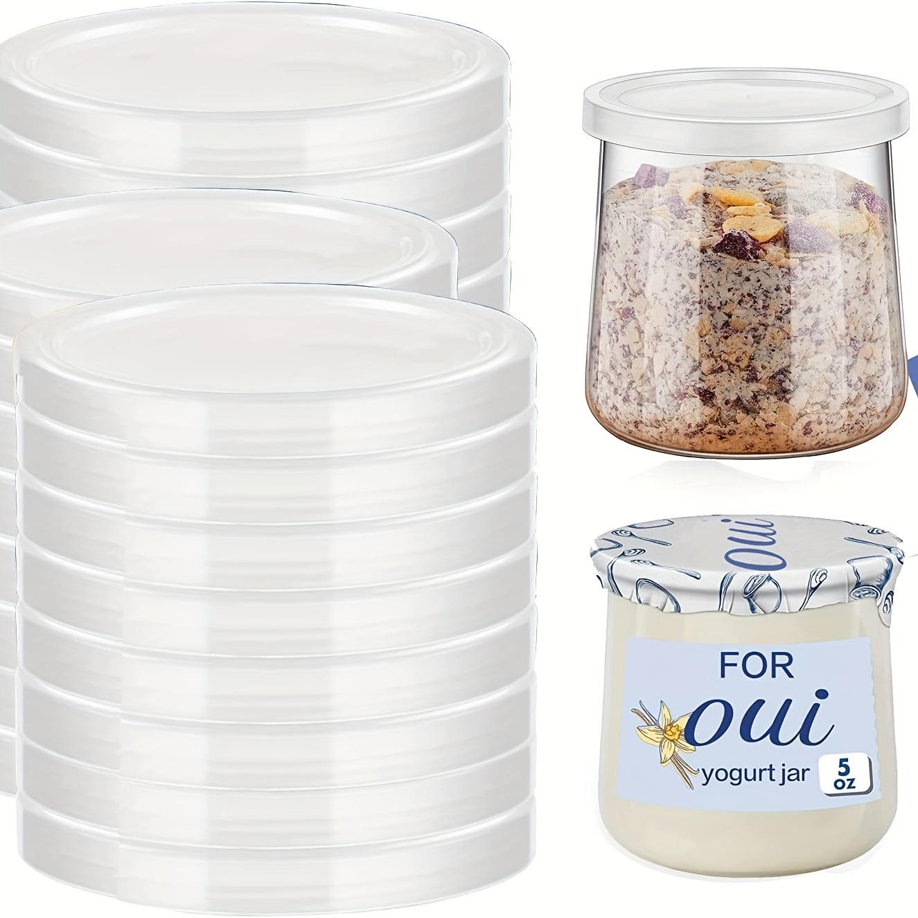 4 Pack of Oui Lids for Glass Yogurt Container Blue Food
