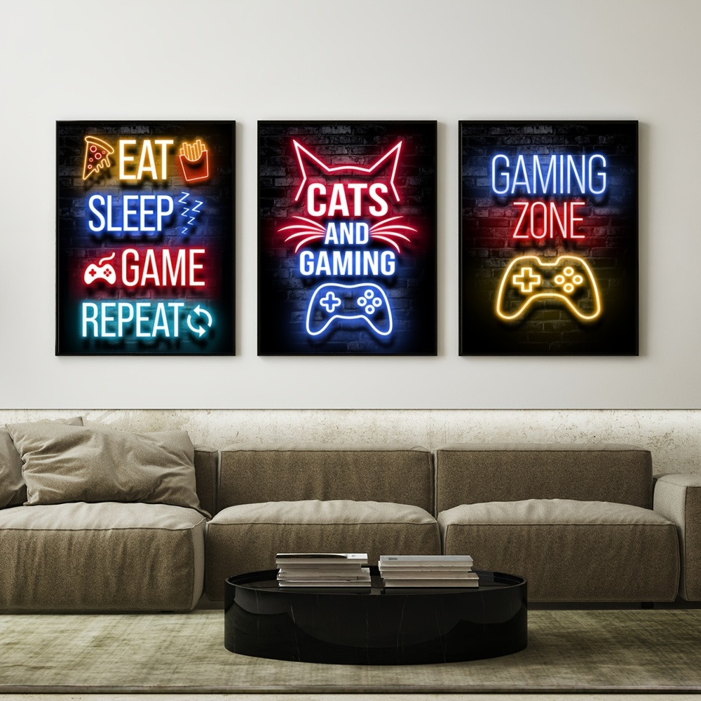 Gamer Quotes Canvas Poster Gaming Room Decor Modern Neon - Temu New Zealand