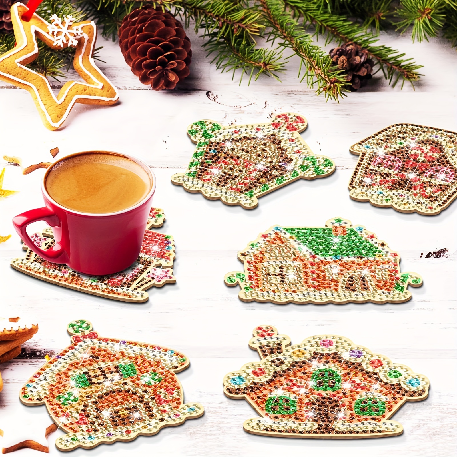 Christmas Gingerbread Man Diamond Painting Coasters Kits - Temu