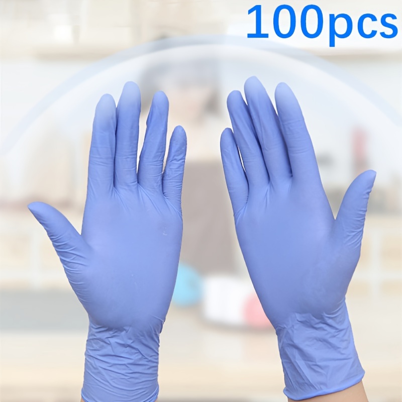 Guantes desechables de nitrilo de gran tamaño, sin polvo, sin látex, 100  piezas, azul.