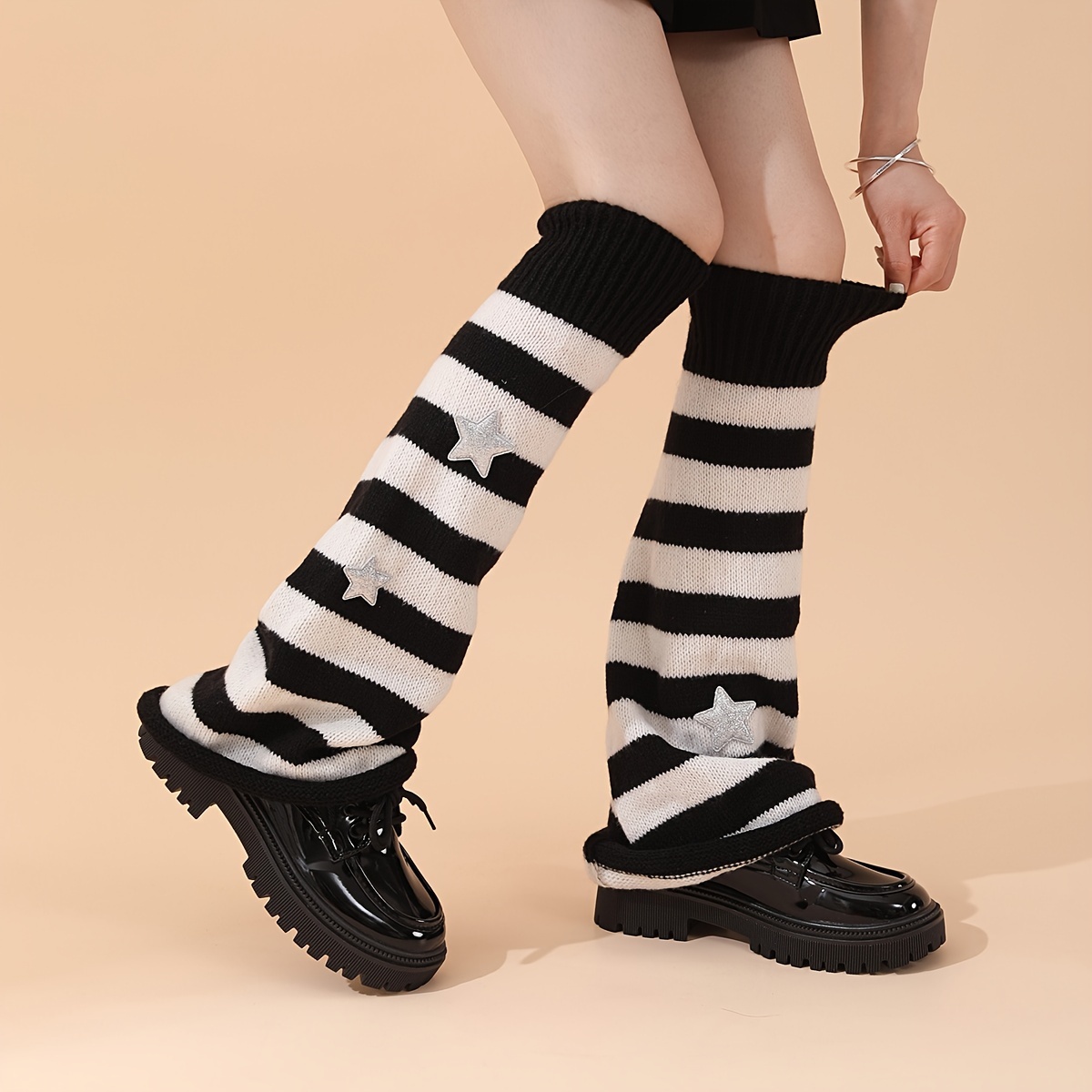 Star Pattern Leg Warmers Striped Flared Socks Women's - Temu Canada