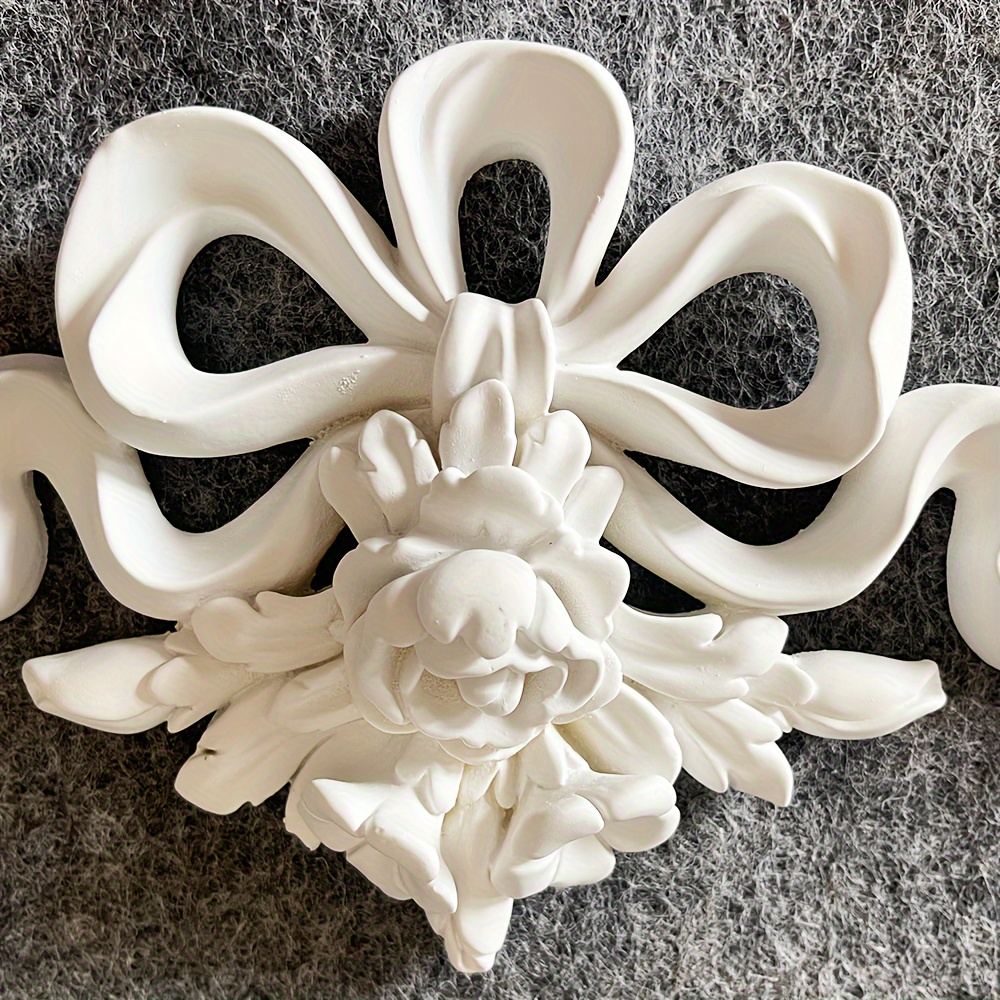 

1pc Exquisite Pu Combination Horizontal Flower, Poly French Decoration, Carved Flower Villa Apartment Living Room Wall Shape Decorative Flower, Door Head Wardrobe Entrance Decorative Flower