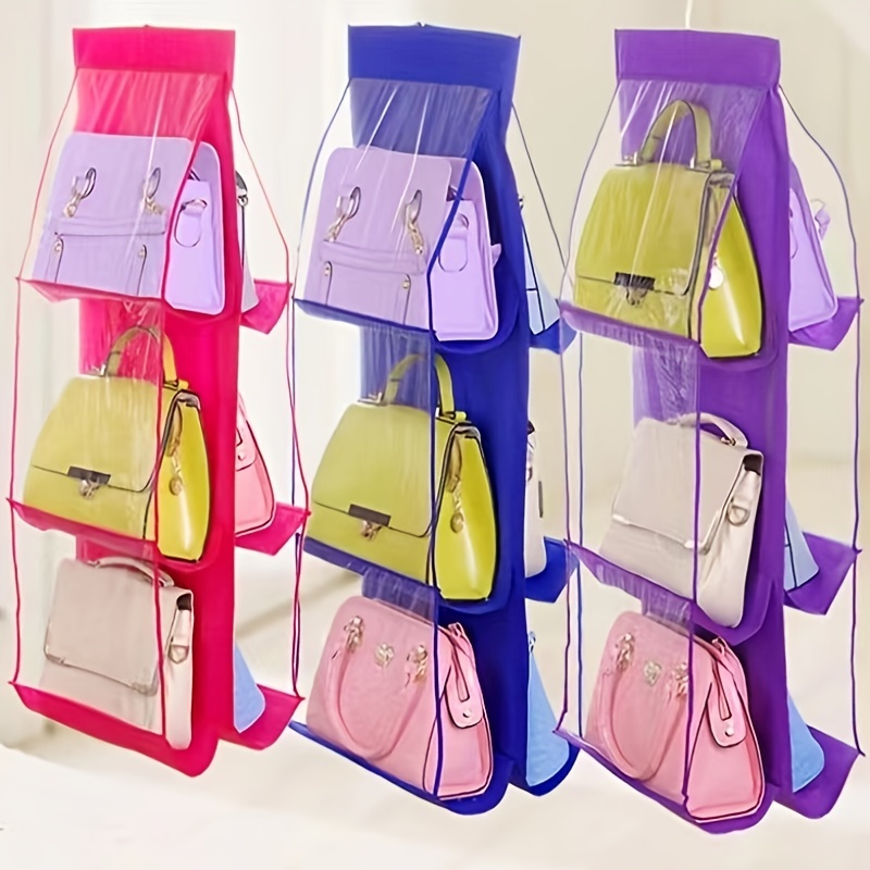 Clear Double-Sided Bag Organizer with 6 Pockets