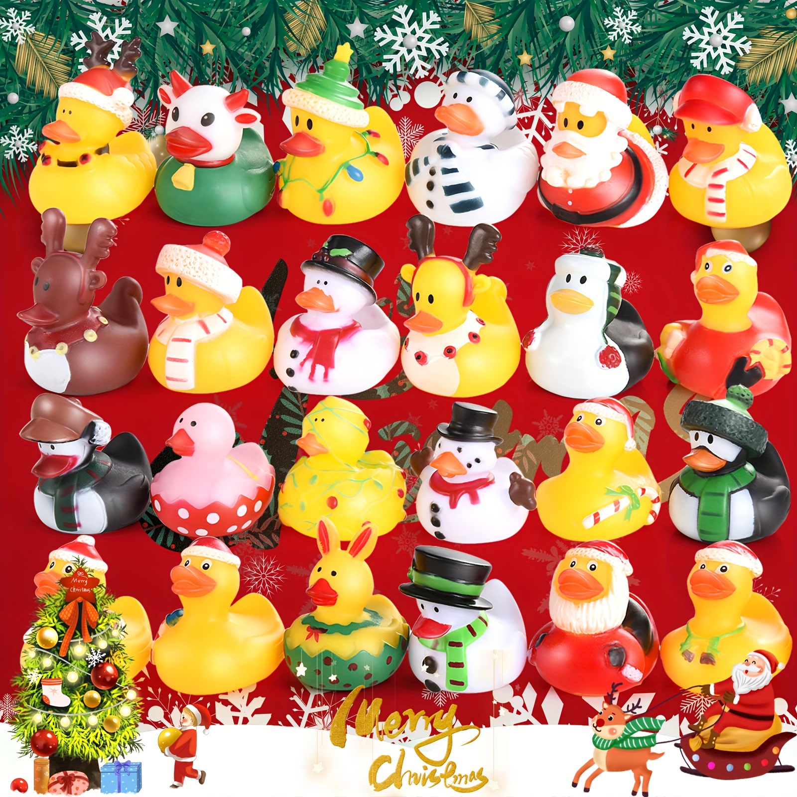 Assorted Christmas Rubber Ducks Bulk With Mini Rubber Ducks - Temu