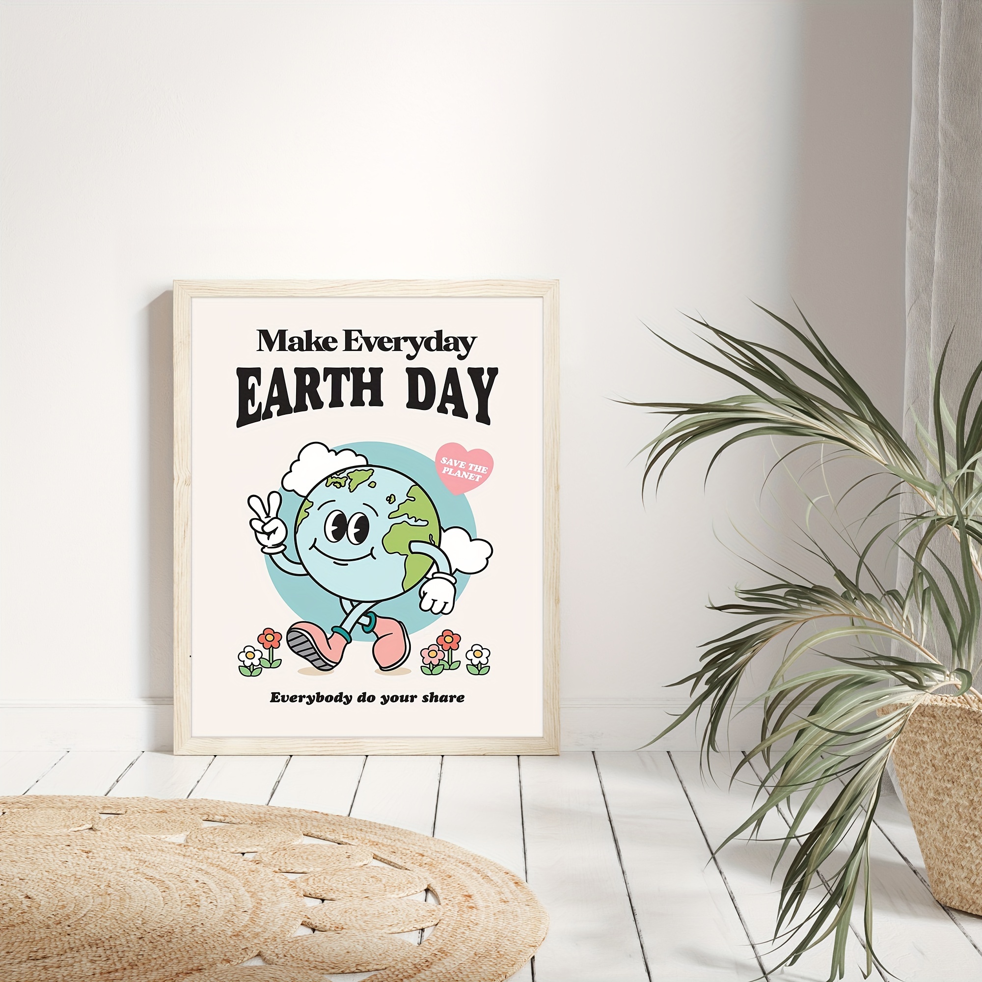 Vintage Earth Poster Wall Art Retro Environmental Poster