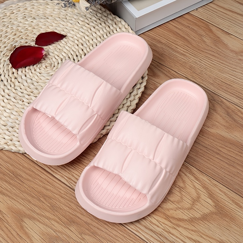 Women's Super Soft Pillow Slides, Solid Color Open Toe Quick Drying Eva  Shoes, Home Bathroom Cloud Slides - Temu