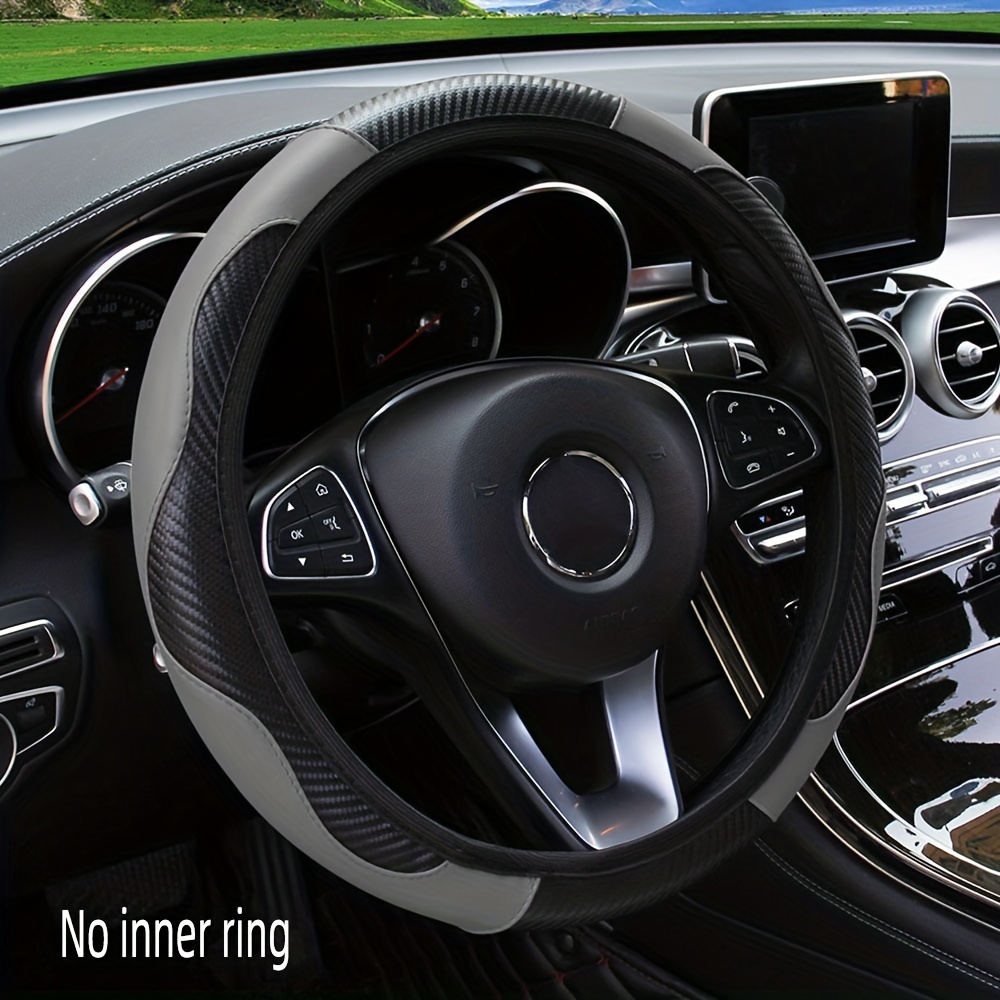 

No Inner Ring Car Steering Wheel, Set Carbon Fiber Pu Leather Wear-resistant Non-slip 14.57-14.96inch Car Accessories