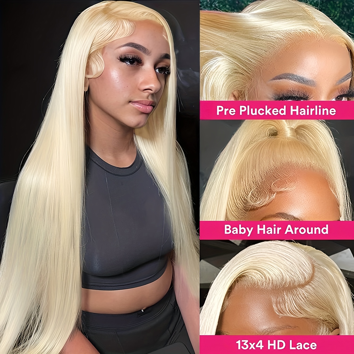 180 Density 613 Blonde Straight 13 4 Lace Front Wig Temu