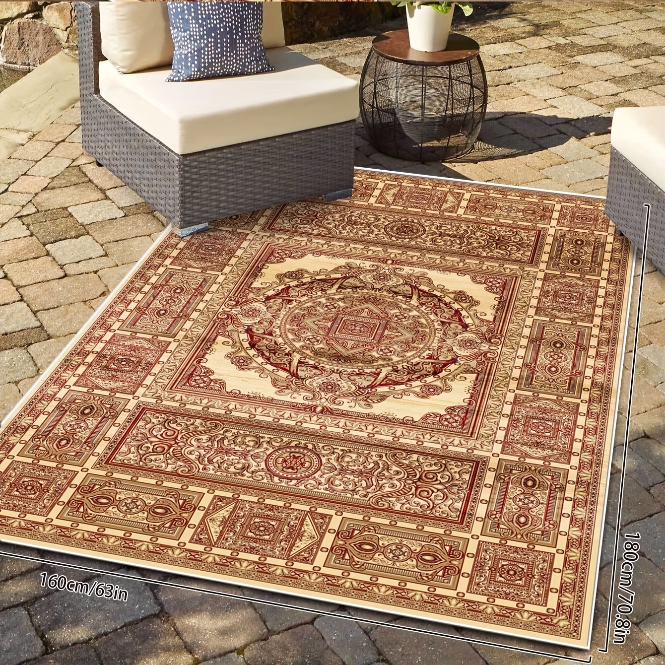 Outdoor Indoor Area Rug, Anti-slip Vintage Boho Persian Medallion Rugs For  Patio Carpet, Soft Foldable Low-pile Carpet For Living Room Bedroom, Runner  Rug Fot Hallway Entryway, Machine Washable - Temu