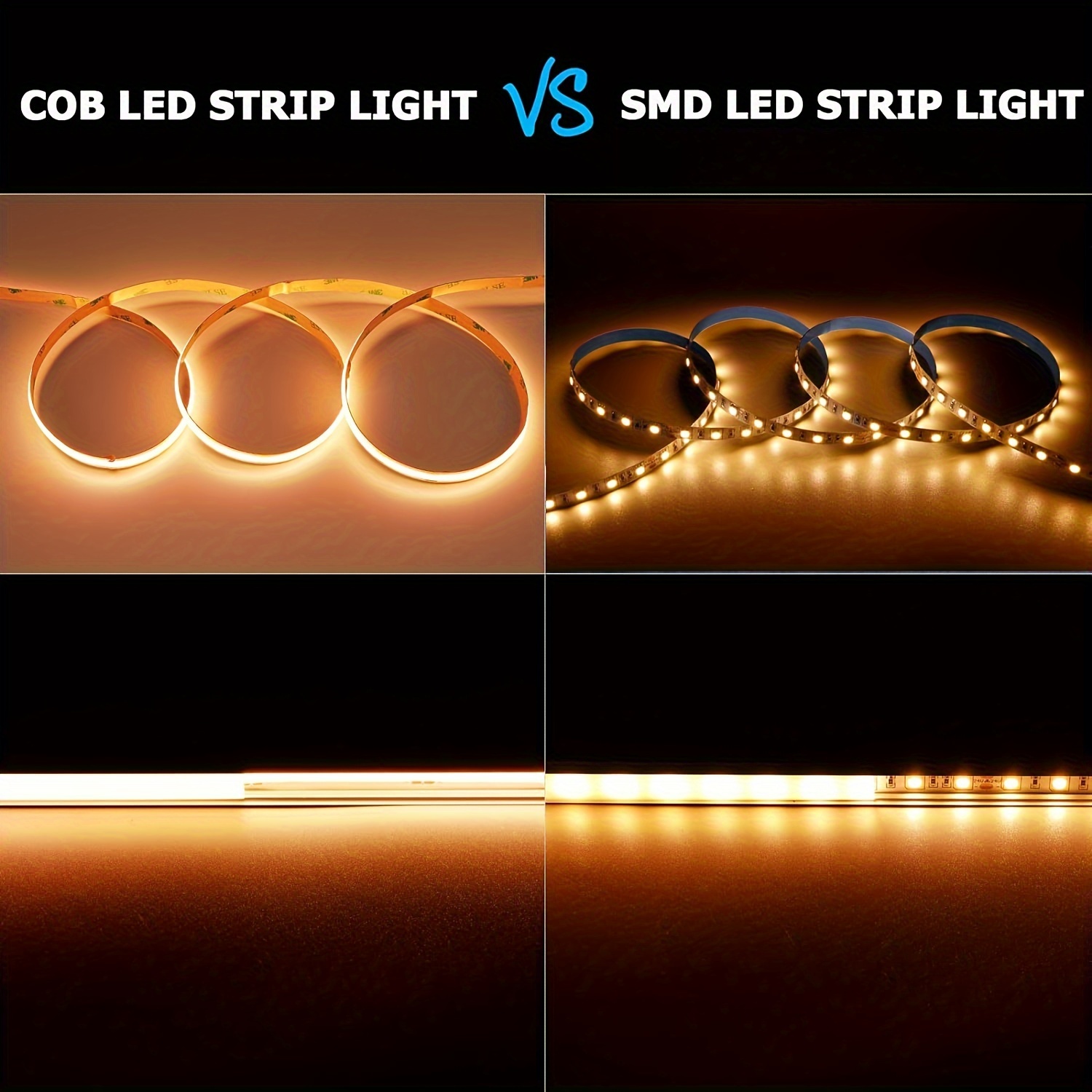 LED Strip Lights 5V USB 2m 640LEDs Touch Stepless Dimmable COB LED