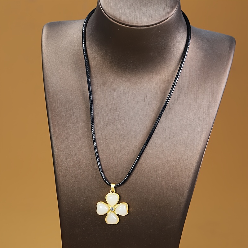 Mens Necklace 18K Gold Four Leaf Clover Pendant Necklace for