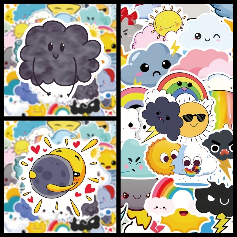 Cute Stickers Cartoon Weather Stickers Waterproof - Temu