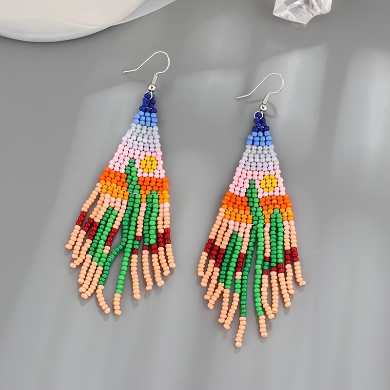 Boucles D'oreilles à Pompons Multicolores - Fixation à Vis Pour Oreilles Percées