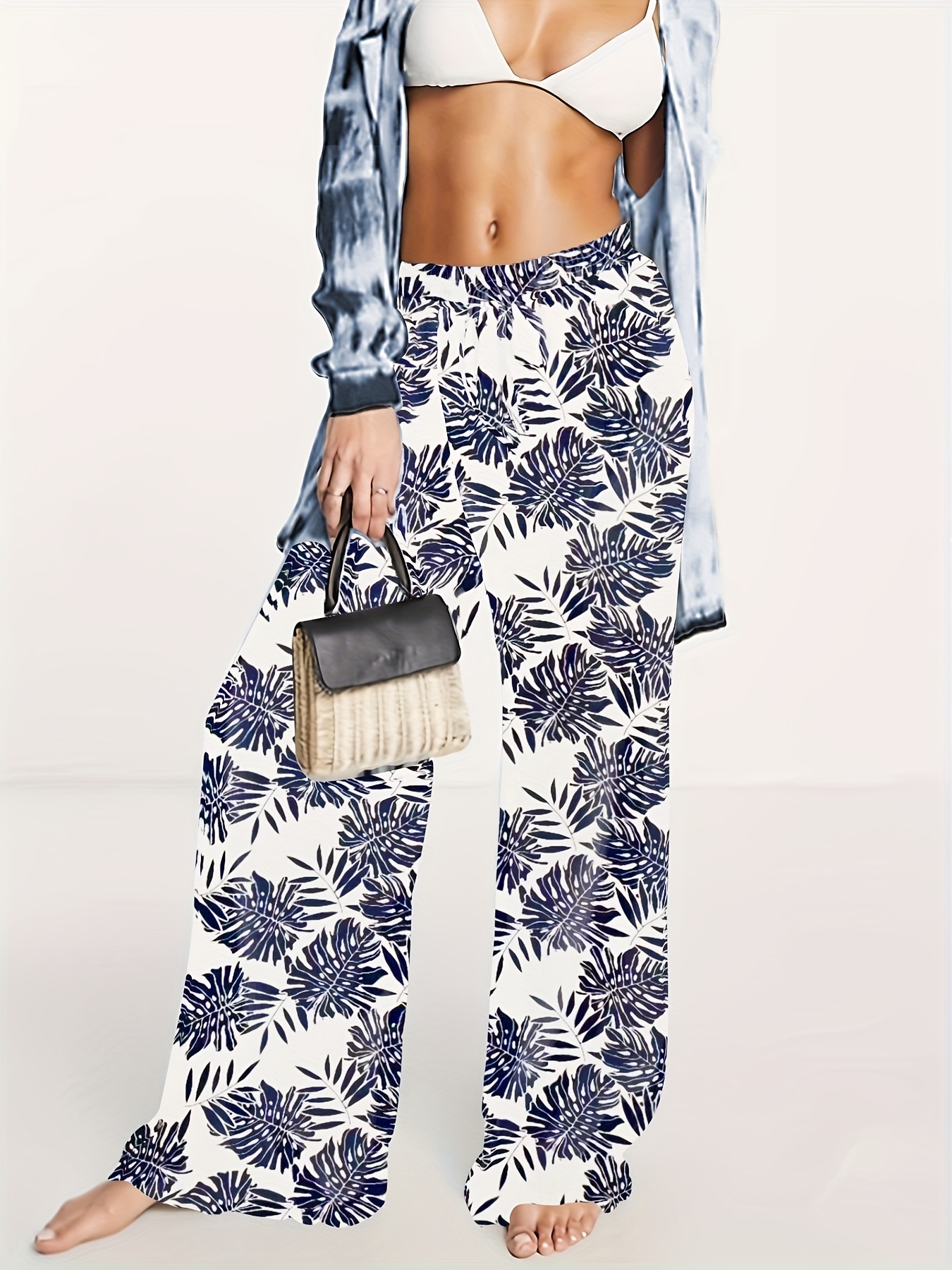 Wide leg pants with tie - Dark Blue