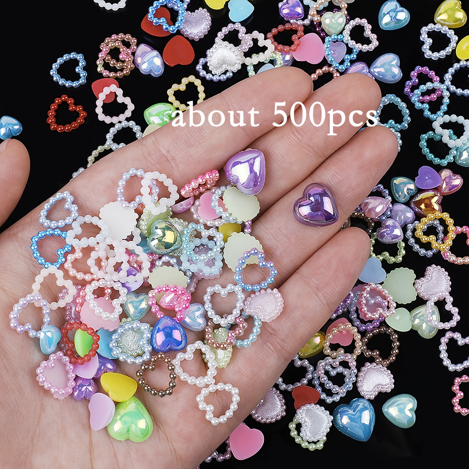 Pearl Nail Charms Multicolored Shaped Hollow Pearls 