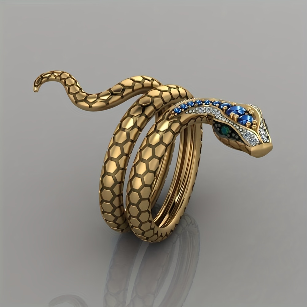 Men's Zircon Snake Ring, Punk Hip Hop Style