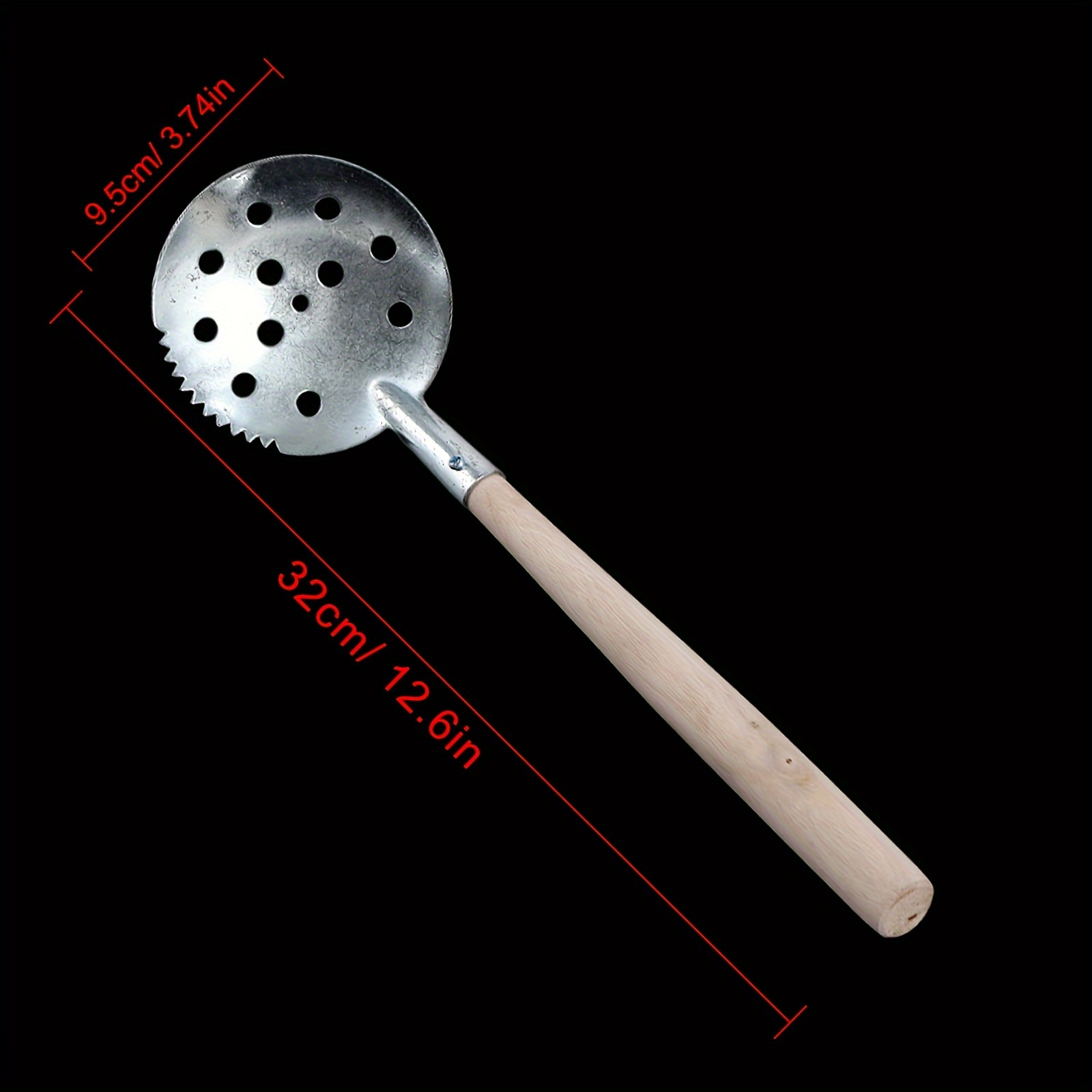 Ice Fishing Scoop, Stainless Steel Ice Skimmer, Toothed Scoop With