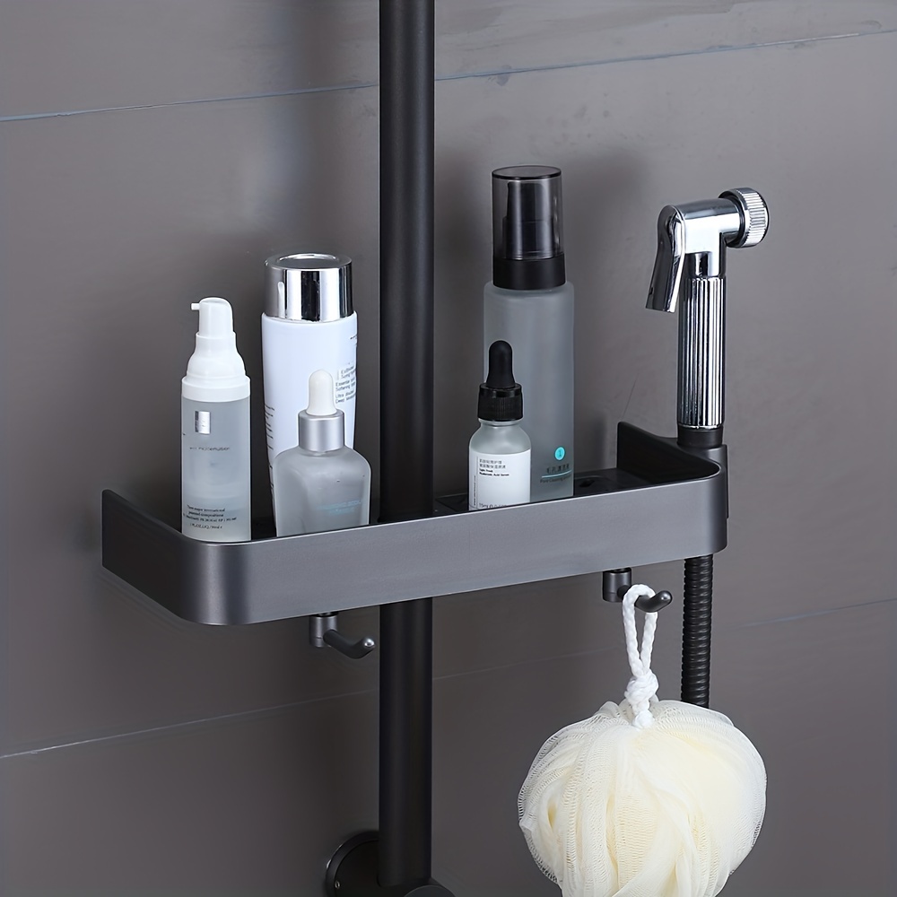 1pc Bathroom Shower Shelf With Hooks And Shower Rack, Punch-free  Multi-Functional Storage Rack, Shower Caddy Bathroom Trays, High Quality  ABS Material