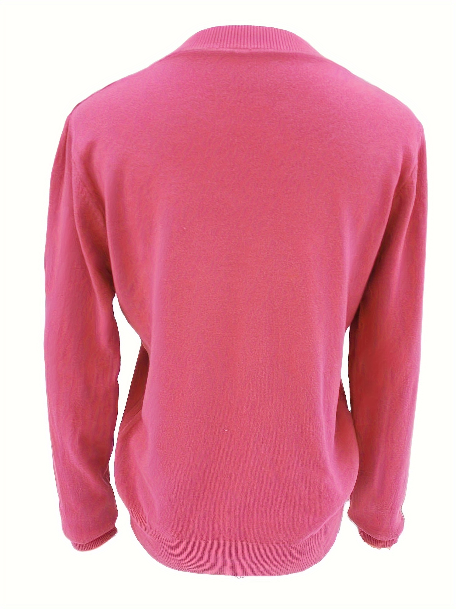 solid color crew neck sweater versatile long sleeve sweater for fall winter womens clothing raspberry 6