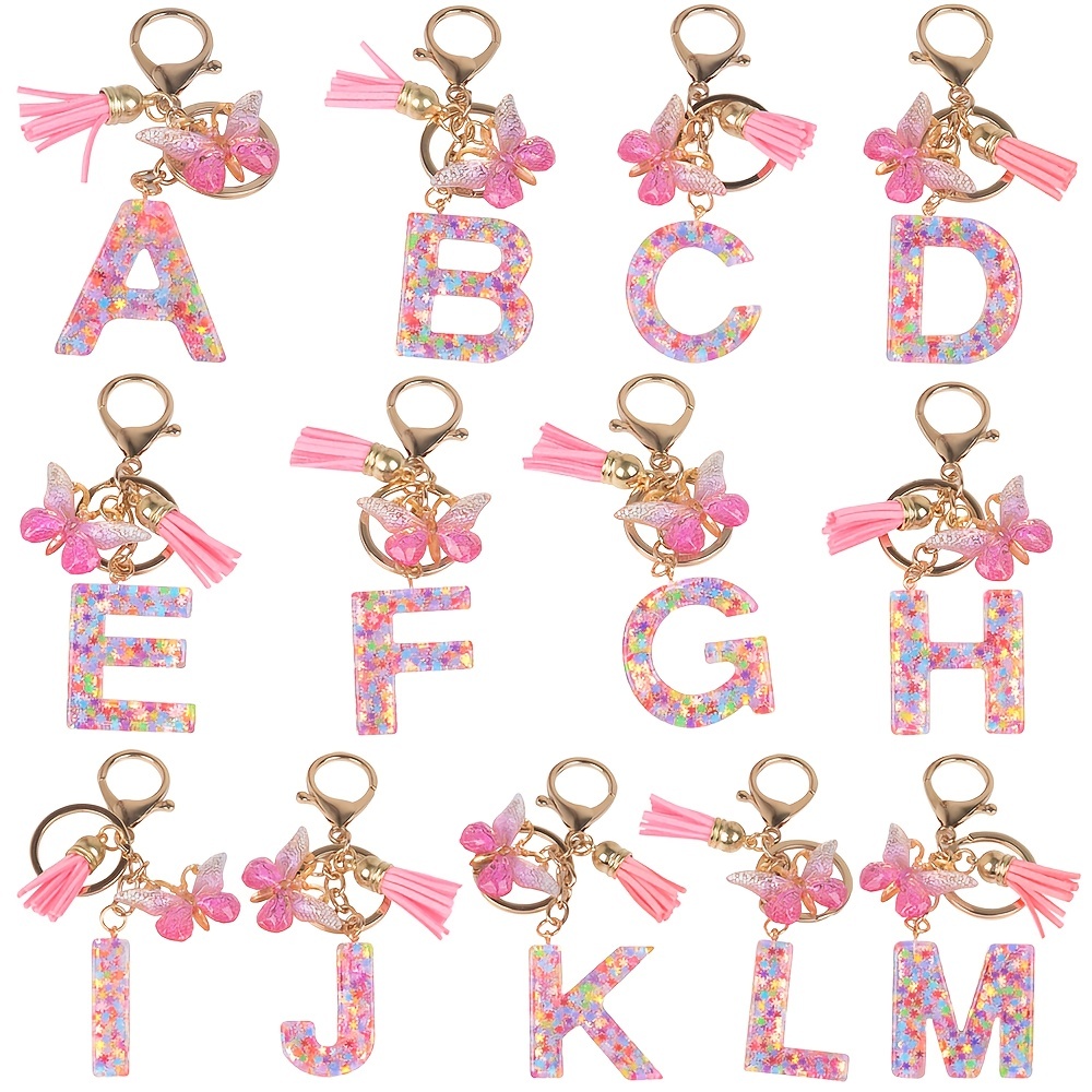 Initial Letter Keychain Pendant Resin Letter Keychain Purse - Temu