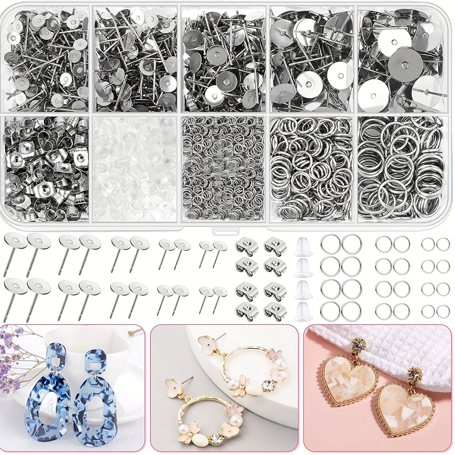 Earring Posts Backs Set Silvery Iron Earring Studs Jewelry - Temu