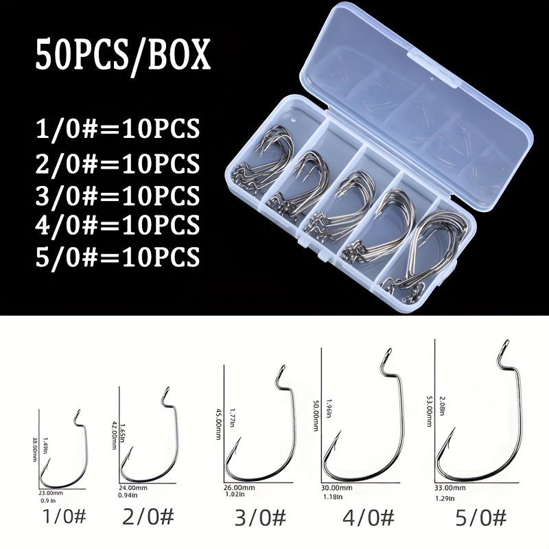 EWG Worm Hooks Sizes 2/0, 3/0, and 4/0, Assorted Colors, Per 25