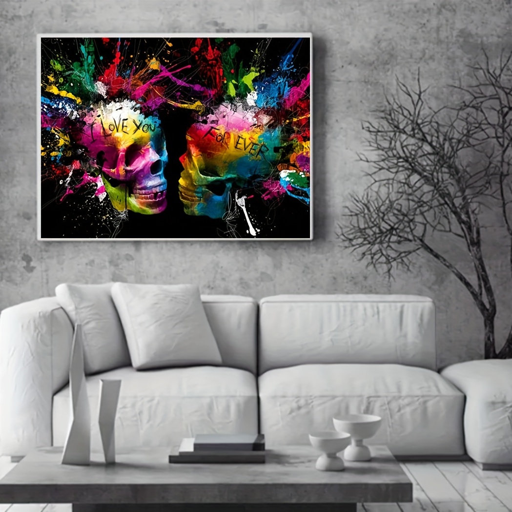 40x30cm/15.7x11.8in Skull Diamond Painting Kit For Adults, Full Round Artificial Diamond Art Kit, Gift, DIY Handmade Set, Home Decor