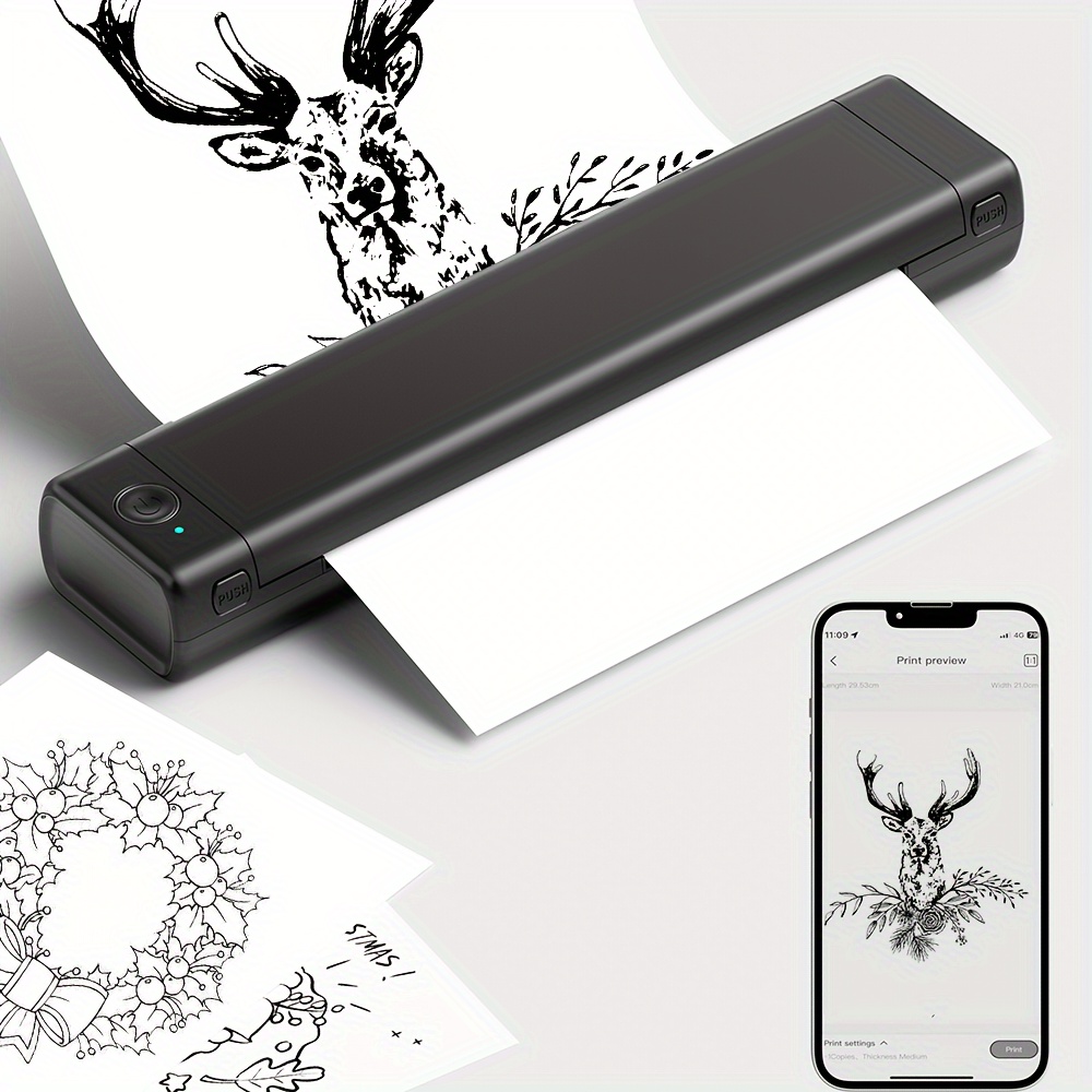 M08f Tattoo Stencil Printer, Wireless Thermal Machine For Transfer Paper,  Suitable For Tattoo Design Printing