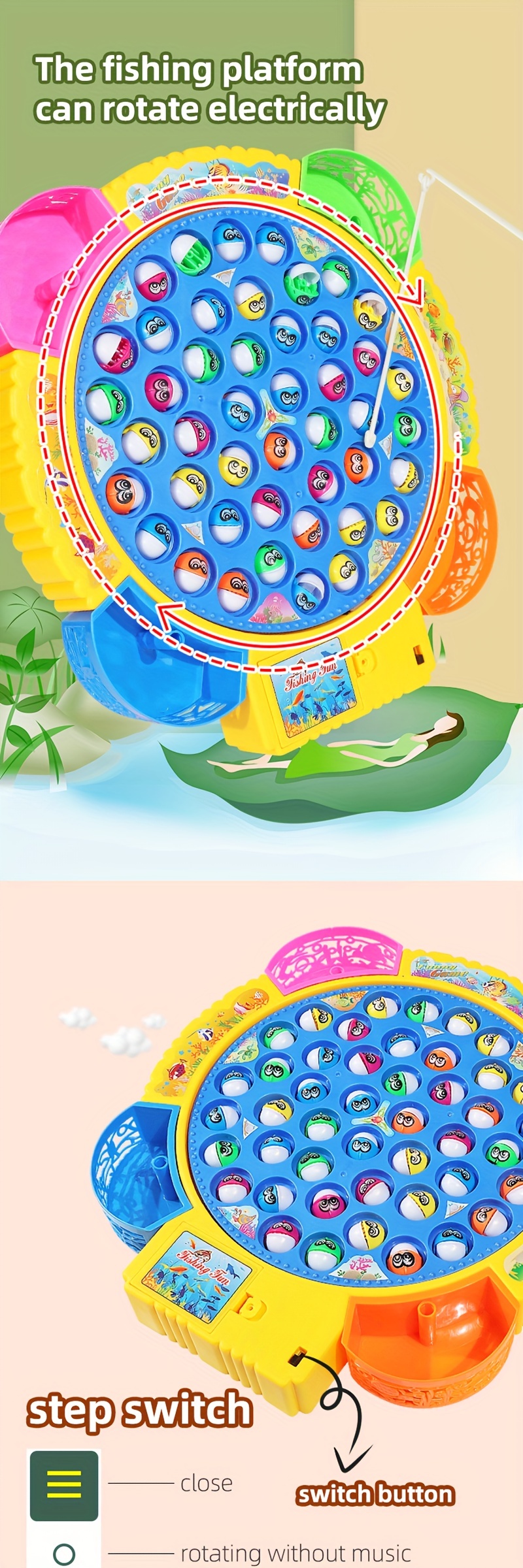 EYIIYE Kid Magnetic Fishing Toys 7 Pieces Set for Kid Bath Game