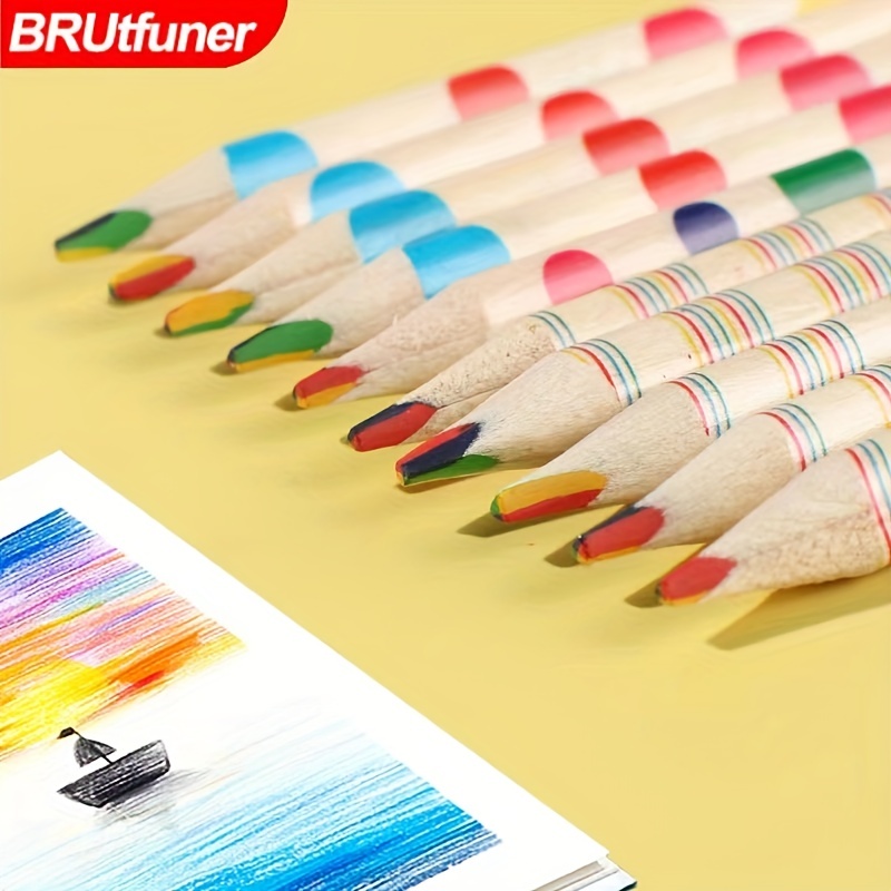 Thick Colored Pencils, Four Colors With The Same Core, Rainbow Core Drawing,  Color Core Drawing, Color Pencil Color Random - Temu