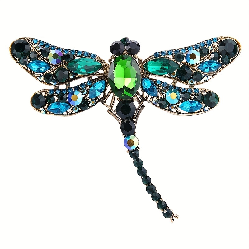Rhinestone Dragonfly Brooch, Dual Purpose Corsage Pendant