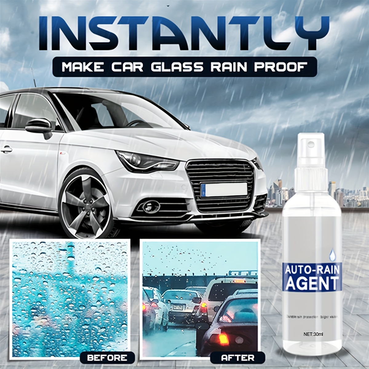 Windshield Spray, Glass Coating Vehicle Spray, Automotive Interior Glass  Spray, Windshield Rain Repellentt with Enhance Night Vision, Ceramic Glass