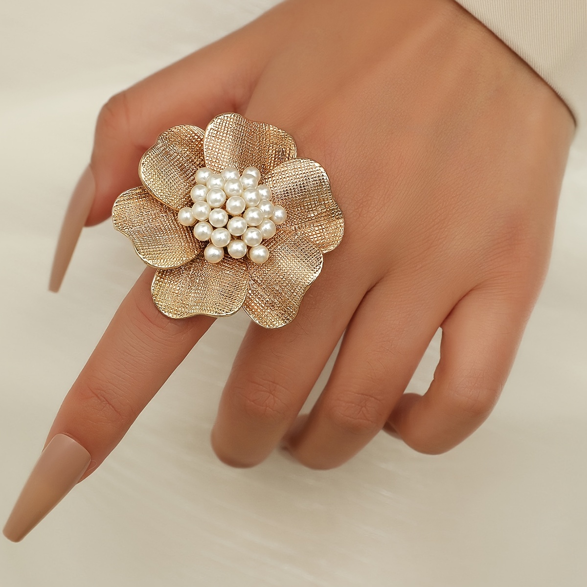 French Romantic Ring with Spherical Stone, Adjustable, Party Accessory