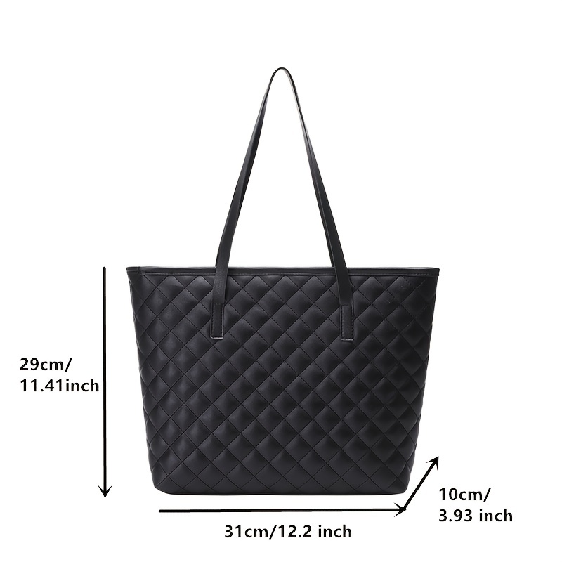 Women's Large Capacity Tote Bag, Quilted Shoulder Bag, Minimalist Bag With  Fixed Straps - Temu Spain